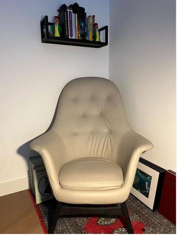 Lederen lounge fauteuil, Huis en Inrichting, Fauteuils, Ophalen, Zo goed als nieuw, 75 tot 100 cm, Leer