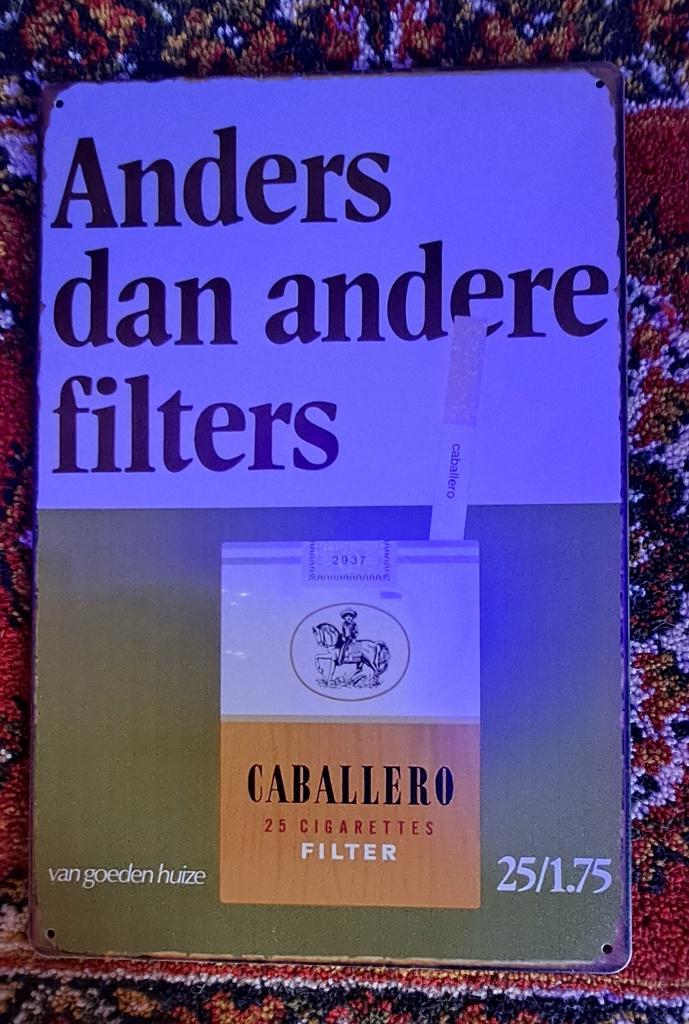 retro CABALLERO filter sigaretten blikken reclame bordje, Verzamelen, Reclamebord, Eu, Nieuw, Eu