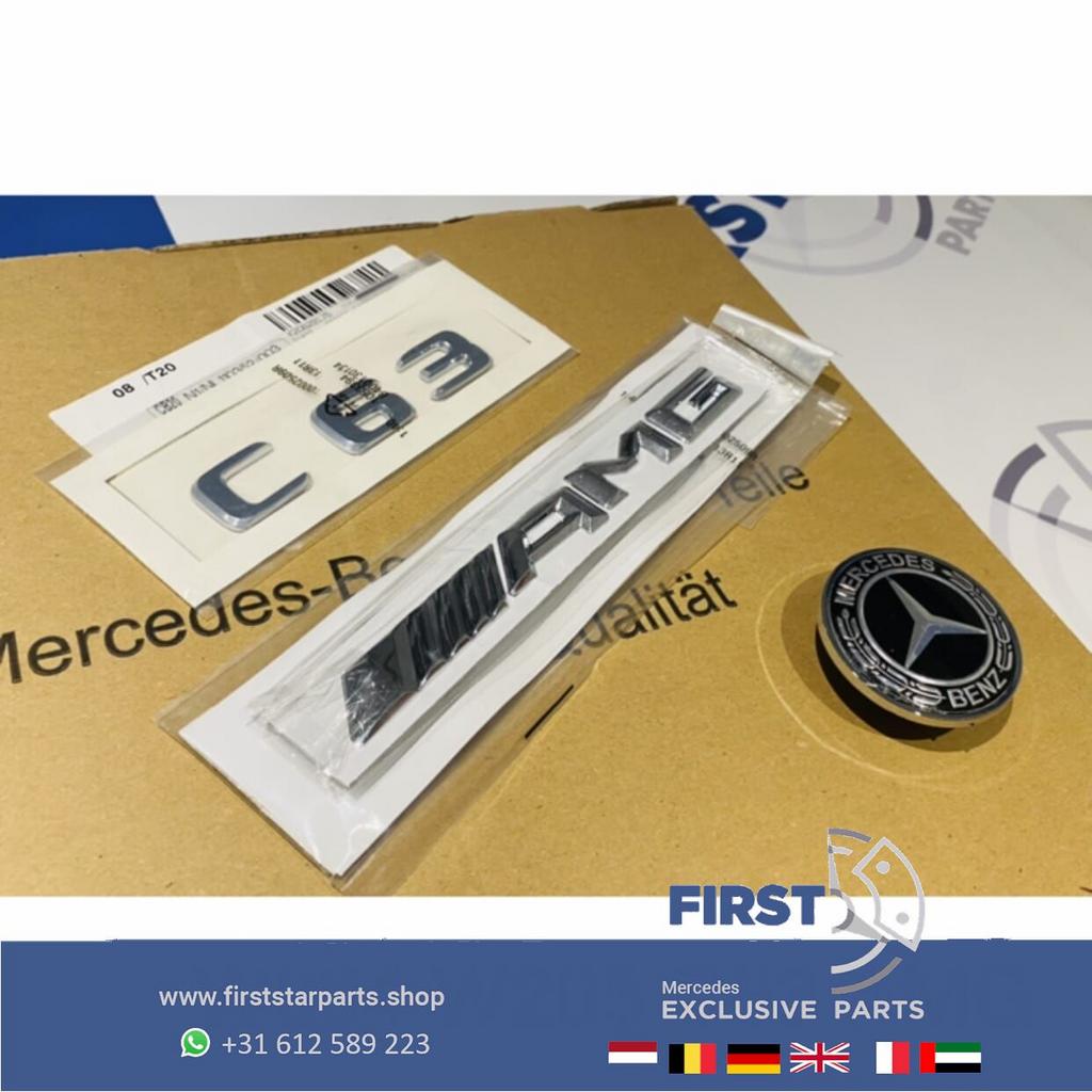 W205 C63 AMG LOGO SET C 63 CHROOM EMBLEMEN SET Mercedes C KL, Gebruikt, -, Ophalen of Verzenden, -