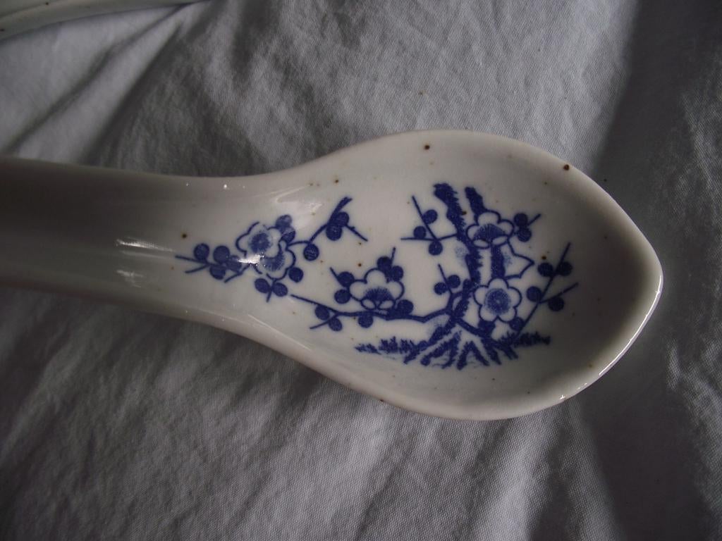 6 vintage porselein rijstlepel kersenbloesem Japan 1950 p st, Ophalen of Verzenden