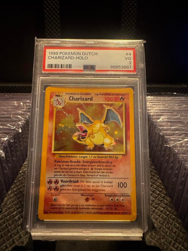 Charizard 1999 DUTCH PSA 3 Holo Pokémon Kaart, Hobby en Vrije tijd, Verzamelkaartspellen | Pokémon, Ophalen, Gebruikt, Losse kaart