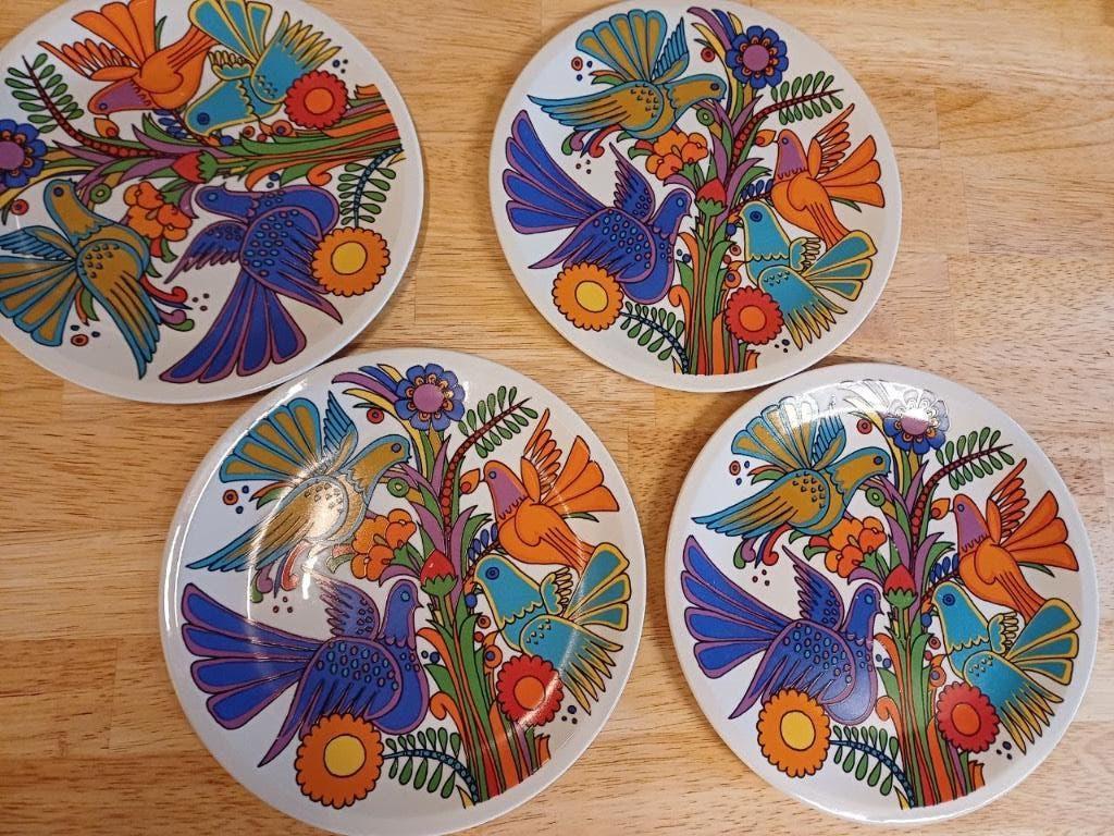 Acapulco Villeroy & Boch 4 full decor borden, Huis en Inrichting, Keuken | Servies, Gebruikt, Ophalen of Verzenden, Bord(en), Overige stijlen