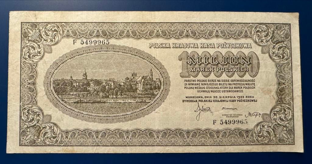 Polen 1 Miljoen Mark Polski 1923 Bankbiljet, Postzegels en Munten, Bankbiljetten | Europa | Niet-Eurobiljetten, Ophalen of Verzenden