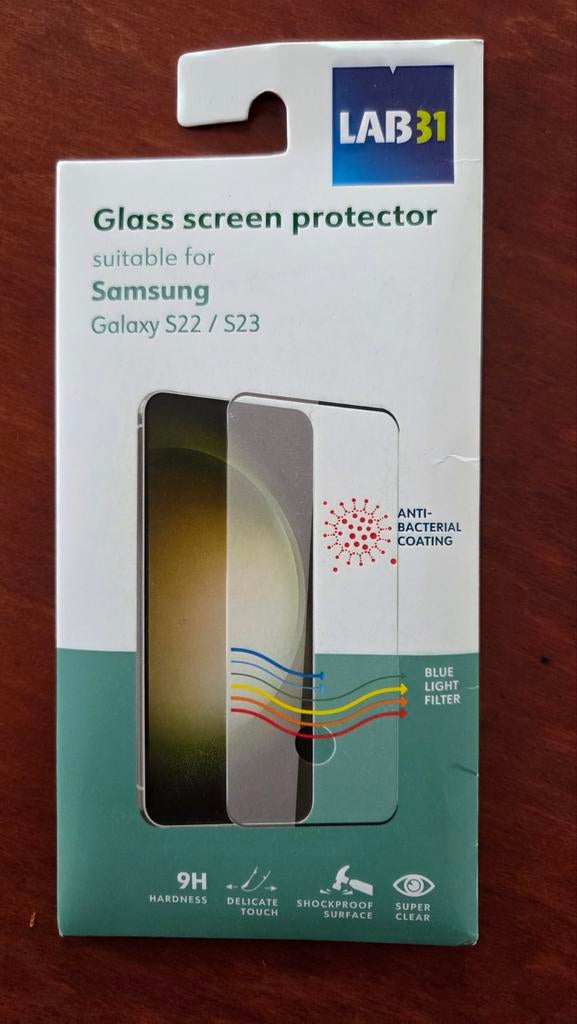 Screenprotector Samsung S22/S23 - Vingerafdruk, Antibacterie, Ophalen of Verzenden, Nieuw, Overige modellen, Frontje of Cover