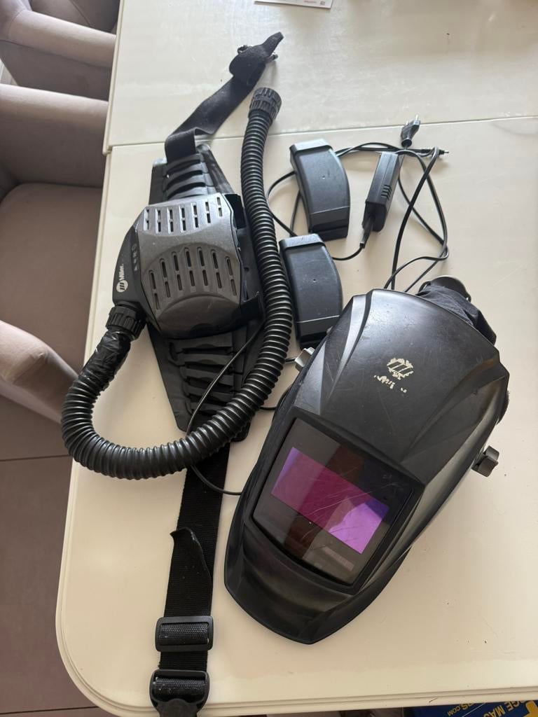 Miller laskap verse luchtsysteem met 2 accu’s , adflo, Lasfilter, Ophalen of Verzenden, Gebruikt