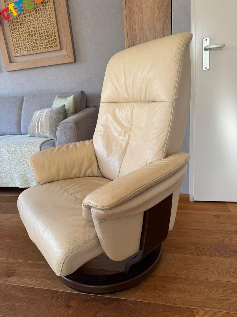 Fauteuil/zetel - leer, Ophalen, Gebruikt, Semi modern, 75 tot 100 cm