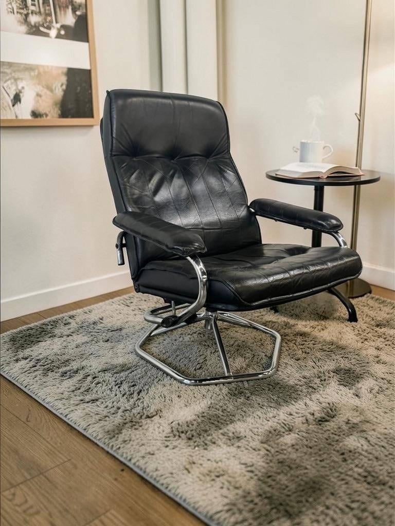 vintage lederen Deense loungestoel / fauteuil / eenzit UNICO, Antiek en Kunst, Curiosa en Brocante, Ophalen