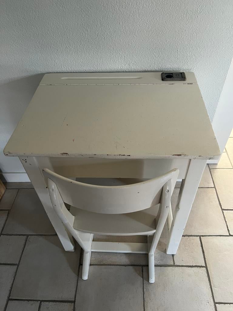 Schoolbank met stoel, Antiek en Kunst, Ophalen