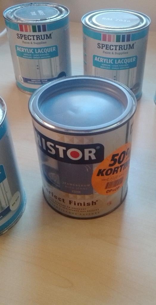 3 nieuwe blikken verf Histor en Spectrum, Doe-het-zelf en Verbouw, Verf, Beits en Lak, Ophalen of Verzenden, Nieuw, Wit