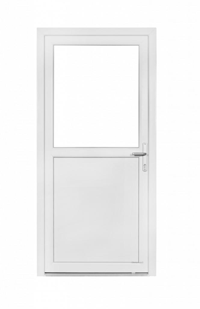 Buitendeur 1/2 glas basic b90 x h190 RAL 9016, Doe-het-zelf en Verbouw, Deuren en Horren, Niet ingevuld, Kunststof, 80 tot 100 cm
