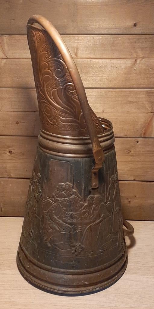 Antieke koperen kolenketel. Paraplubak. Prullenbak., Ophalen of Verzenden, Gebruikt, Overige materialen