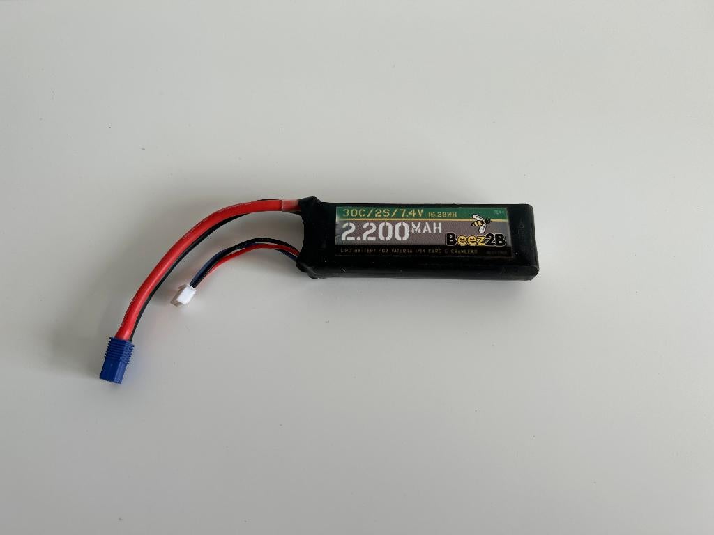 Beez2B 2200mah 30c 2S 7,4v lipo rc auto + lipo bag, Hobby en Vrije tijd, Modelbouw | Radiografisch | Auto's, Ophalen of Verzenden