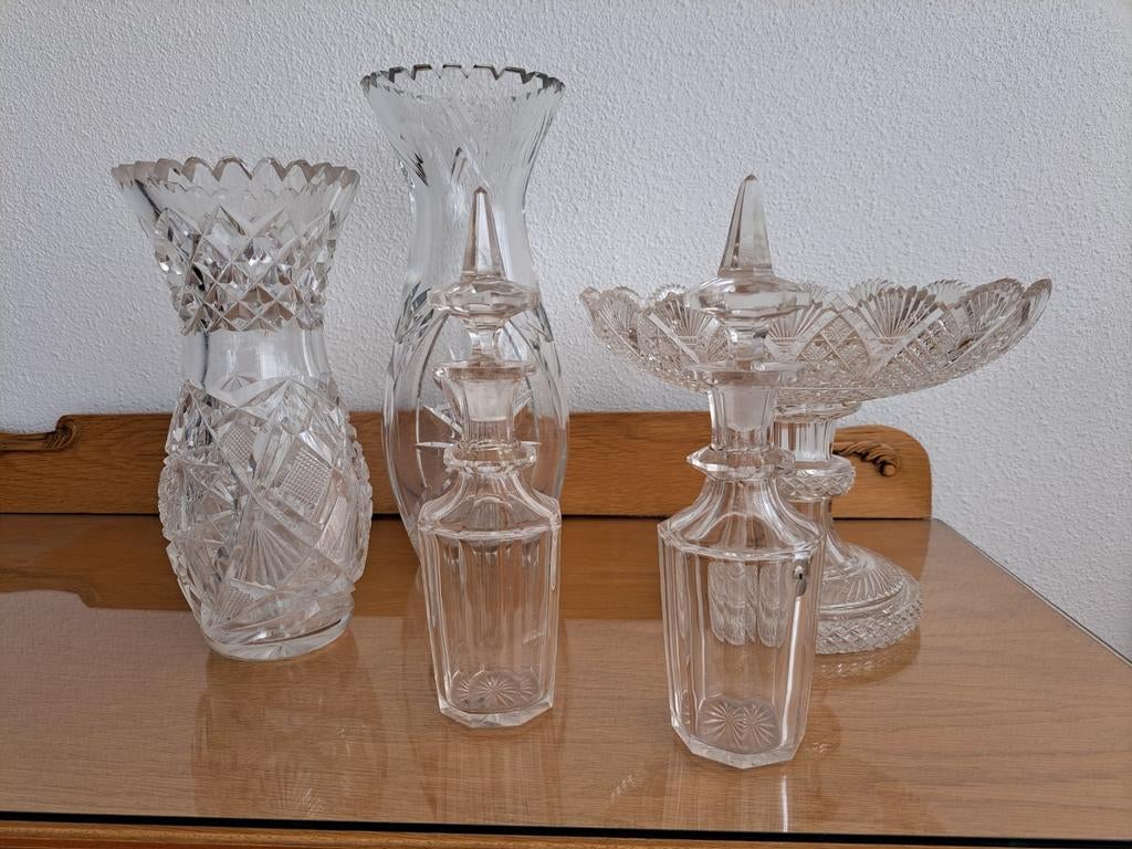 19e en 20e eeuw kristal, glas. Geslepen Wilhelmina slijpsel, Antiek en Kunst, Antiek | Glas en Kristal, Ophalen of Verzenden