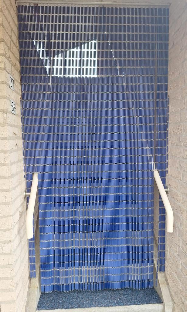 Vliegen gordijn blauw, Ophalen, 200 cm of meer, Minder dan 100 cm, Wit