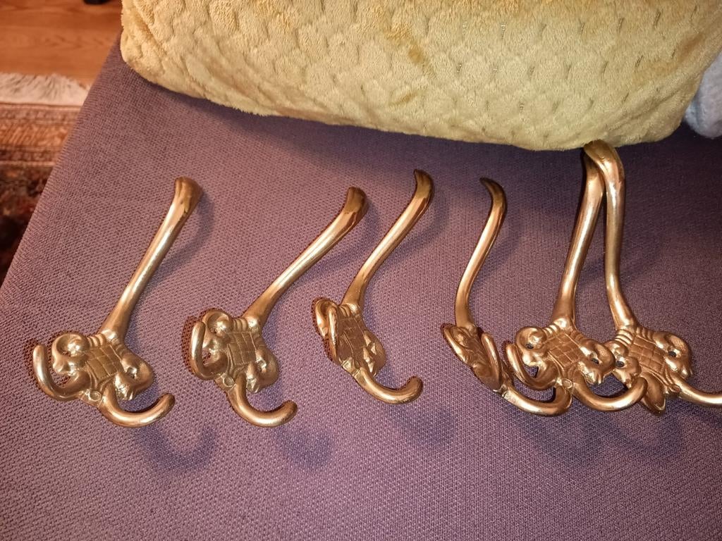 Set van 4 messing wandhaken, Huis en Inrichting, Ophalen of Verzenden, Metaal, Wandhaken, Minder dan 100 cm