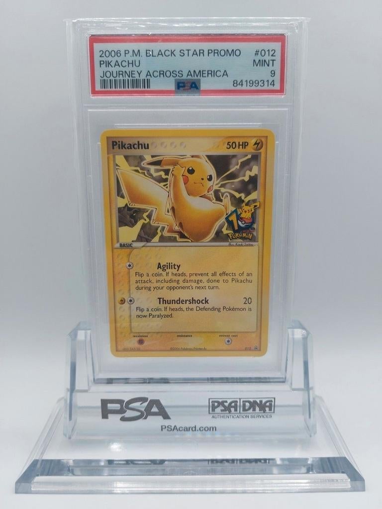 PSA 9 Pikachu 10th Anniversary #012 promo 2006 Pokemon, Ophalen of Verzenden, Zo goed als nieuw