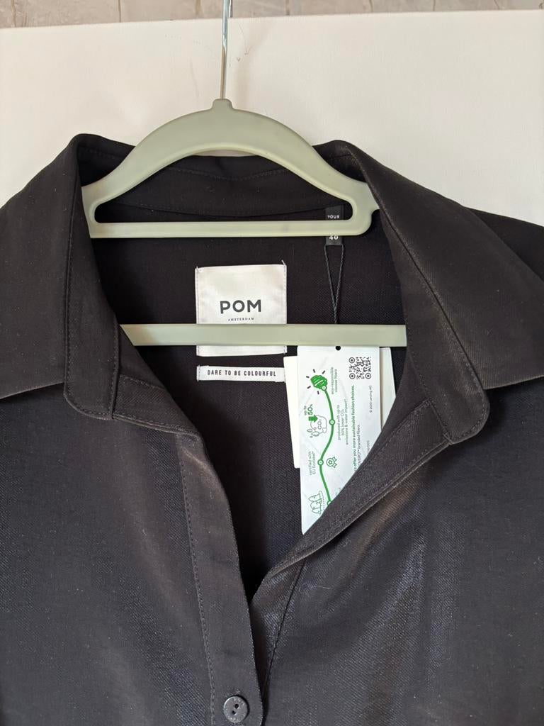 Zwarte blouse Pom Amsterdam maat 40, Ophalen of Verzenden, Zo goed als nieuw, Maat 38/40 (M), Zwart