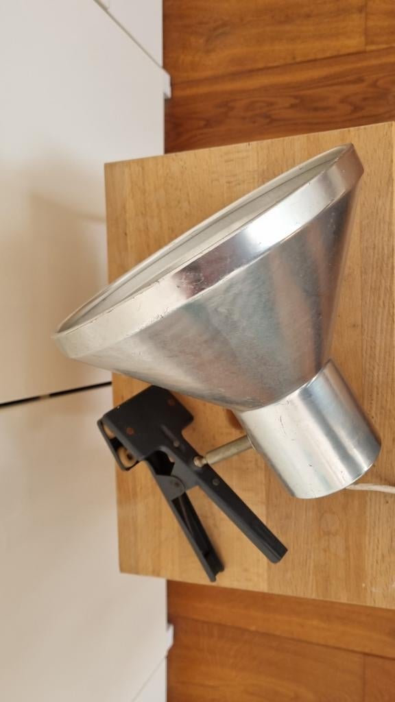 Industriële vintage klemlamp (Laik) van aluminium, Ophalen