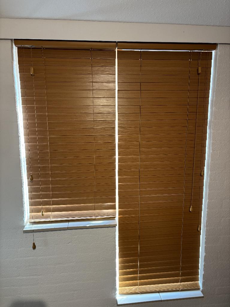 Veneta houtlook jaloezieen 3 stuks verschillende maten, Ophalen, Zo goed als nieuw, Bruin, Minder dan 100 cm