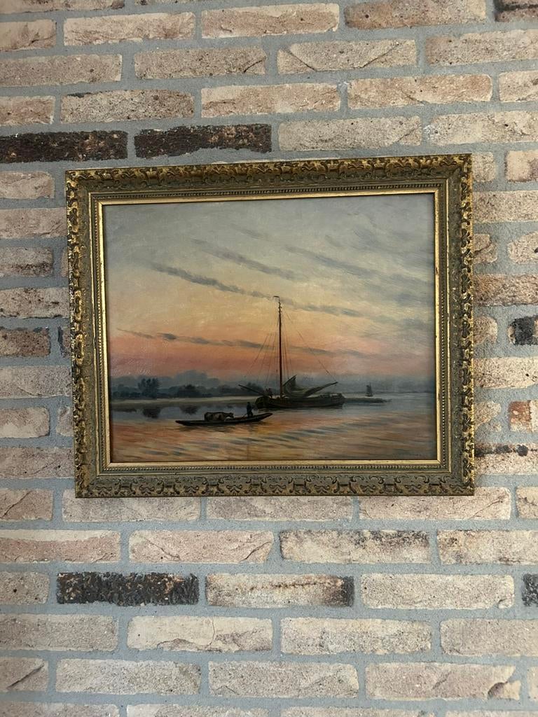 ZEILSCHIP (BOTTER) OP WATER, Antiek en Kunst, Kunst | Schilderijen | Klassiek, Ophalen