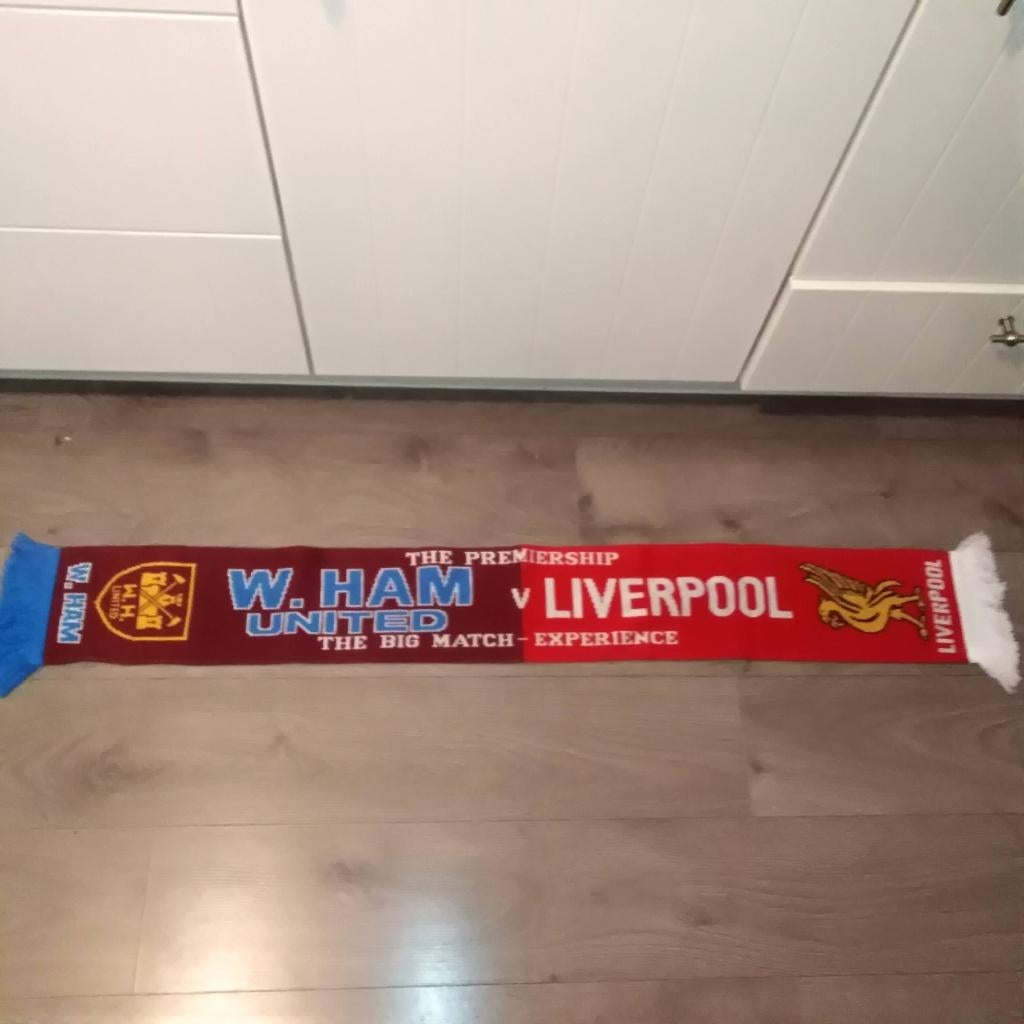 Sjaal West Ham United - Liverpool The premier ship, Ophalen of Verzenden, Gebruikt, Buitenlandse clubs, Vaantje of Sjaal