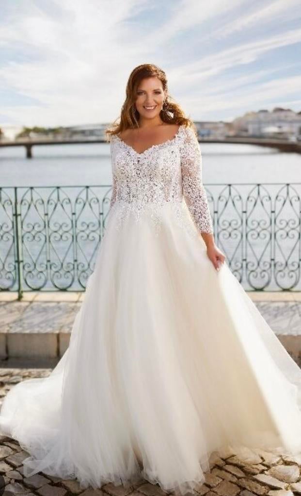 Grote maat 44,46,48,50,52,54,56,58,60 Direct leverbaar!, Ophalen, Nieuw, Wit, Trouwjurk