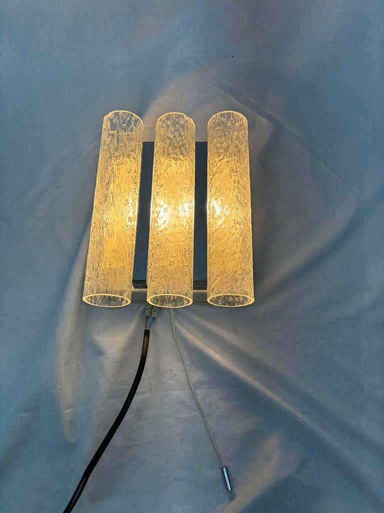 Vintage Doria Leuchten wandlamp ijsglas tubes jaren, Ophalen of Verzenden, Gebruikt, Glas
