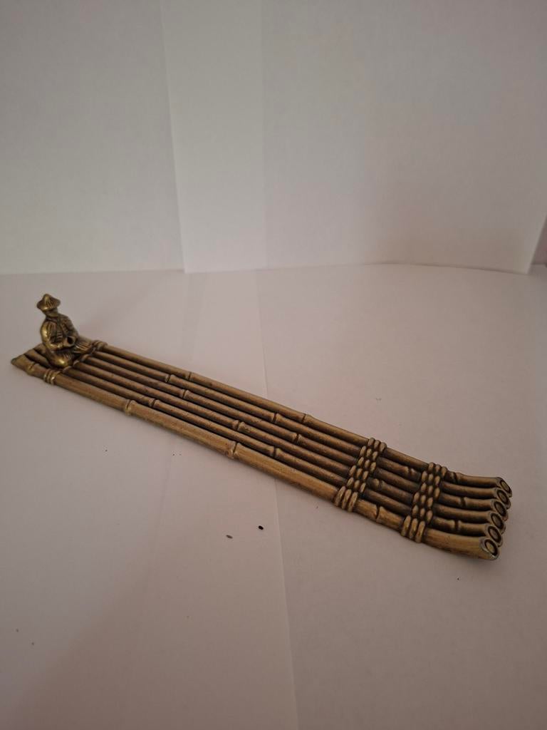 Wierookhouder van metaal, bamboe vlot met visser, Ophalen of Verzenden