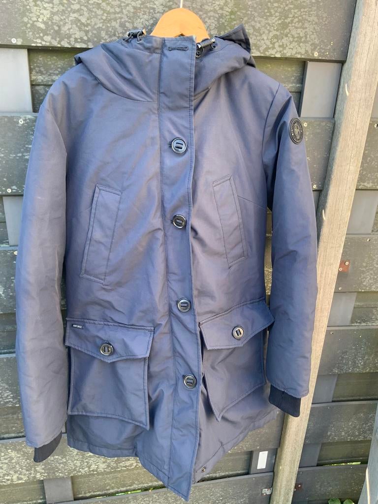 Air Force parka donkerblauw mt S, Ophalen of Verzenden, Zo goed als nieuw, Maat 38/40 (M), Blauw