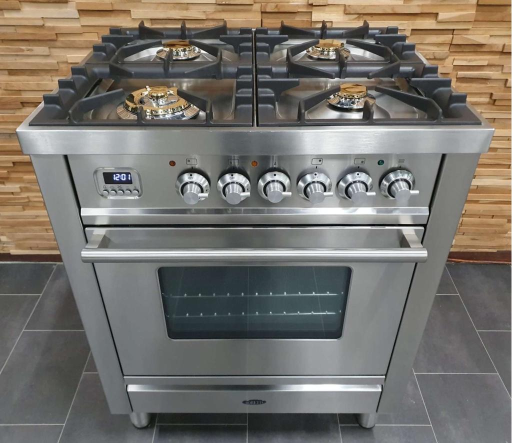 Luxe Boretti Fornuis 70cm RVS 300 graden oven 4 pitten, Niet ingevuld, 60 cm of meer, Niet ingevuld, Zo goed als nieuw