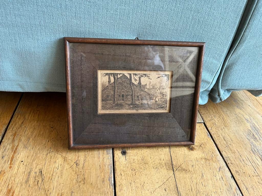 Toon de Jong ets, Ophalen of Verzenden, Met passe-partout, Landschap, 1950 - 1999