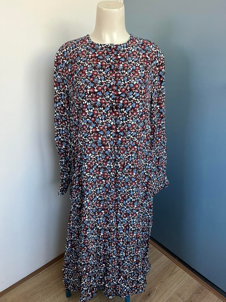 Zara zwart wijnrood lange jurk xl viscoss blauw bloemen, Blauw, Maat 46/48 (XL) of groter, Nieuw, Ophalen of Verzenden