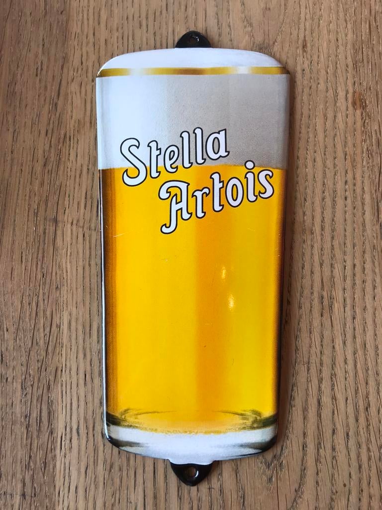 Stella Artois emaille bordje, Ophalen of Verzenden, Zo goed als nieuw, Reclamebord, Plaat of Schild, Overige merken