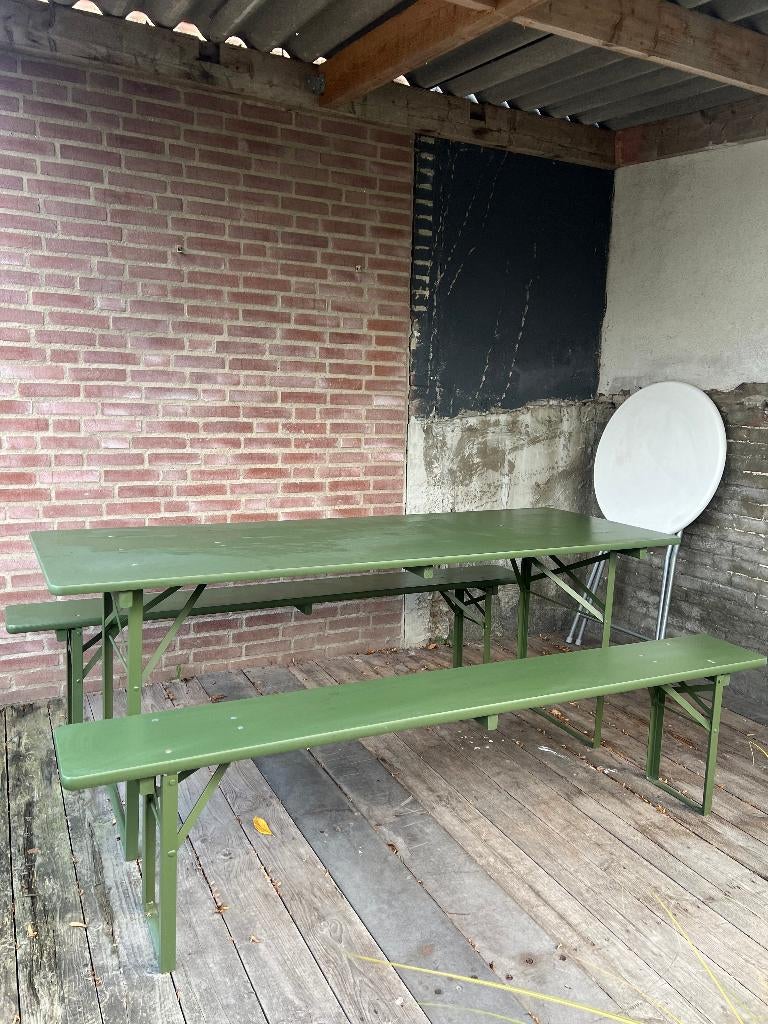 Maxvida Biertafel - Groen, Tuin en Terras, Ophalen, Teakhout, Bank, Tuinset