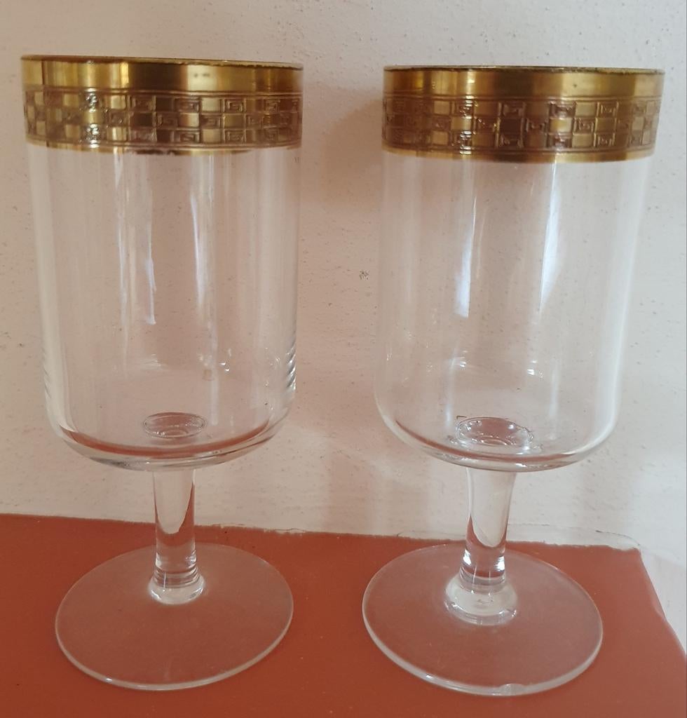 2 antieke glazen met gouden rand, Antiek en Kunst, Antiek | Glas en Kristal, Ophalen of Verzenden