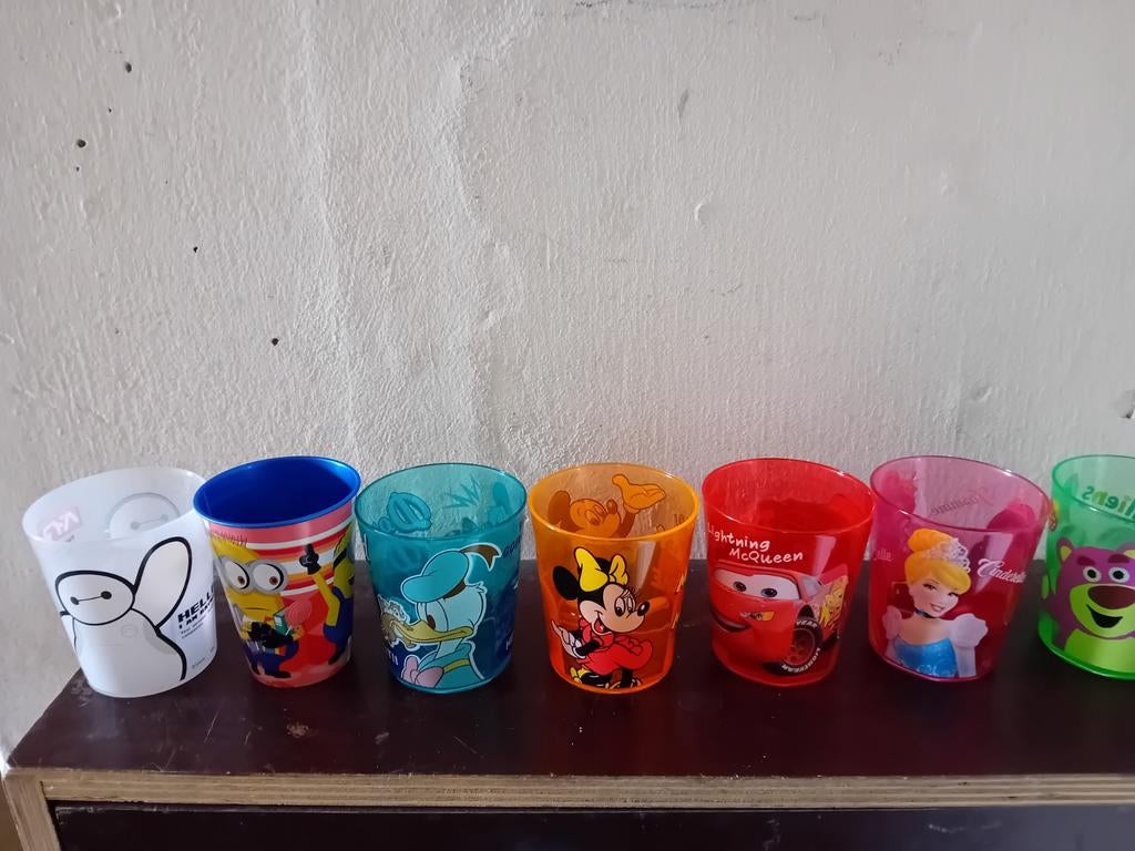 7x Plastic bekers Disney - Diverse figuren, Ophalen of Verzenden