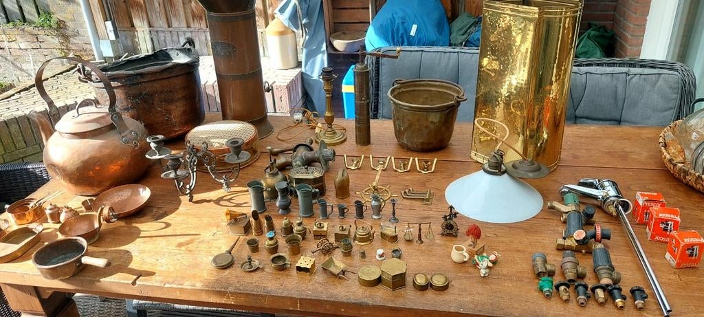 Diverse koperen en messing objecten, miniaturen en meer, Antiek en Kunst, Ophalen, Koper