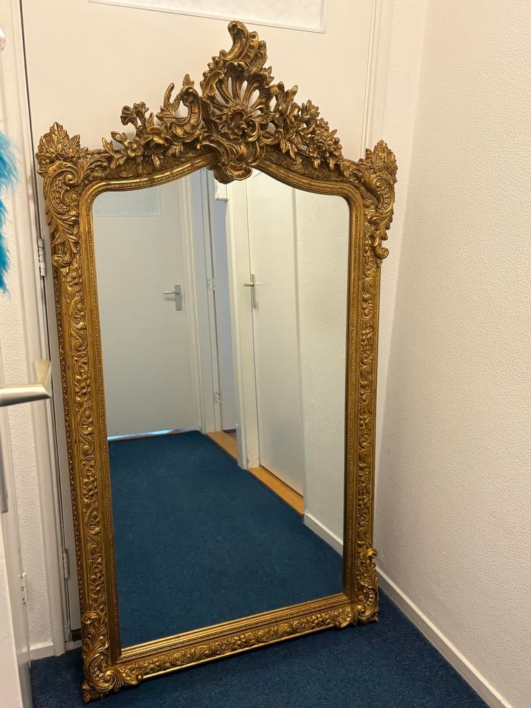 Grote Barok Spiegel met Gouden Lijst - Klassieke Grandeur, Ophalen, Rechthoekig, 50 tot 100 cm, 150 tot 200 cm