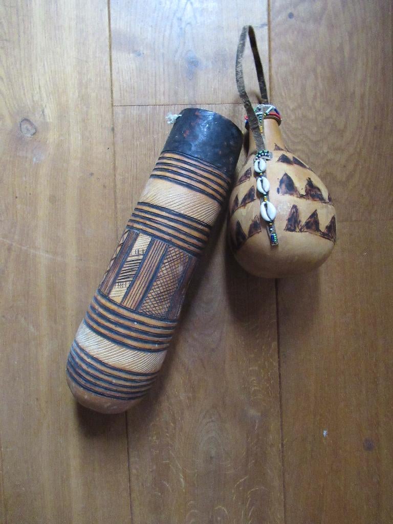 WATERKRUIKEN gemaakt van een Kalebas mooi bewerkt 2 stuks, Ophalen of Verzenden