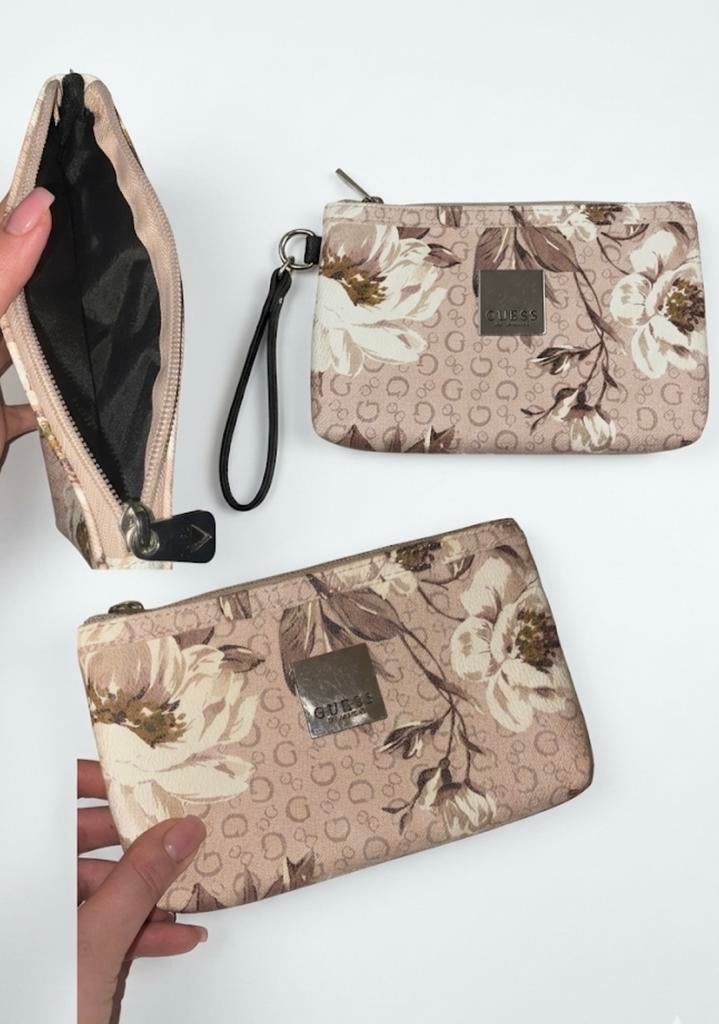 Dames portemonnee met bloemenprint, Ophalen of Verzenden, Gebruikt, Beige, Guess