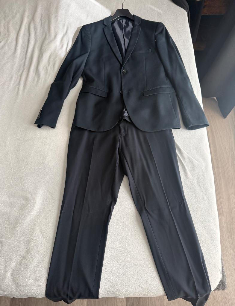 Donkerblauw pak, Kleding | Heren, Kostuums en Colberts, WE, Blauw, Ophalen of Verzenden, Zo goed als nieuw