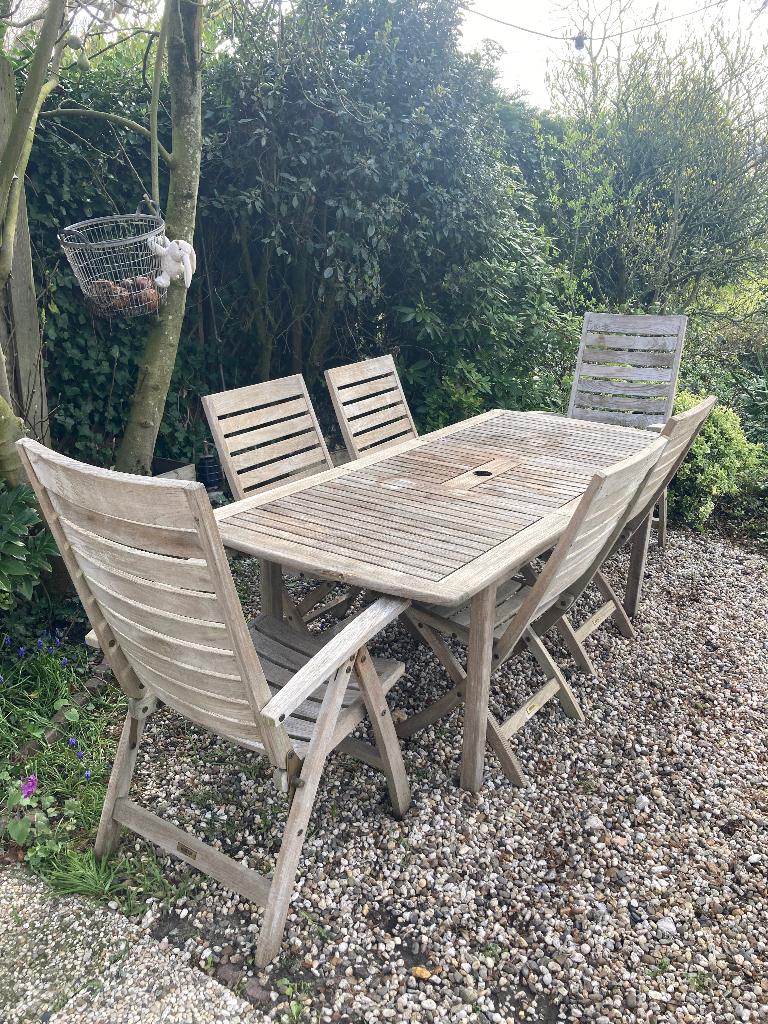 Tuinset teak, Ophalen, Gebruikt, 6 zitplaatsen, Teakhout