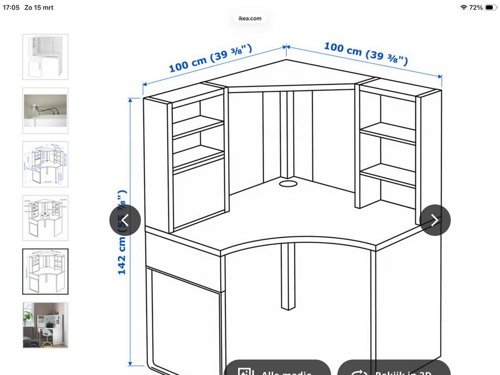 IKEA hoekbureau met opbergruimte, Ophalen of Verzenden, Gebruikt