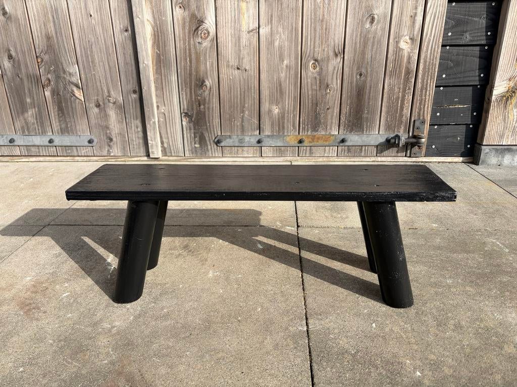 Zwart houten bankje - 58x20x14 cm, Ophalen of Verzenden, Zo goed als nieuw, Zwart, Hout
