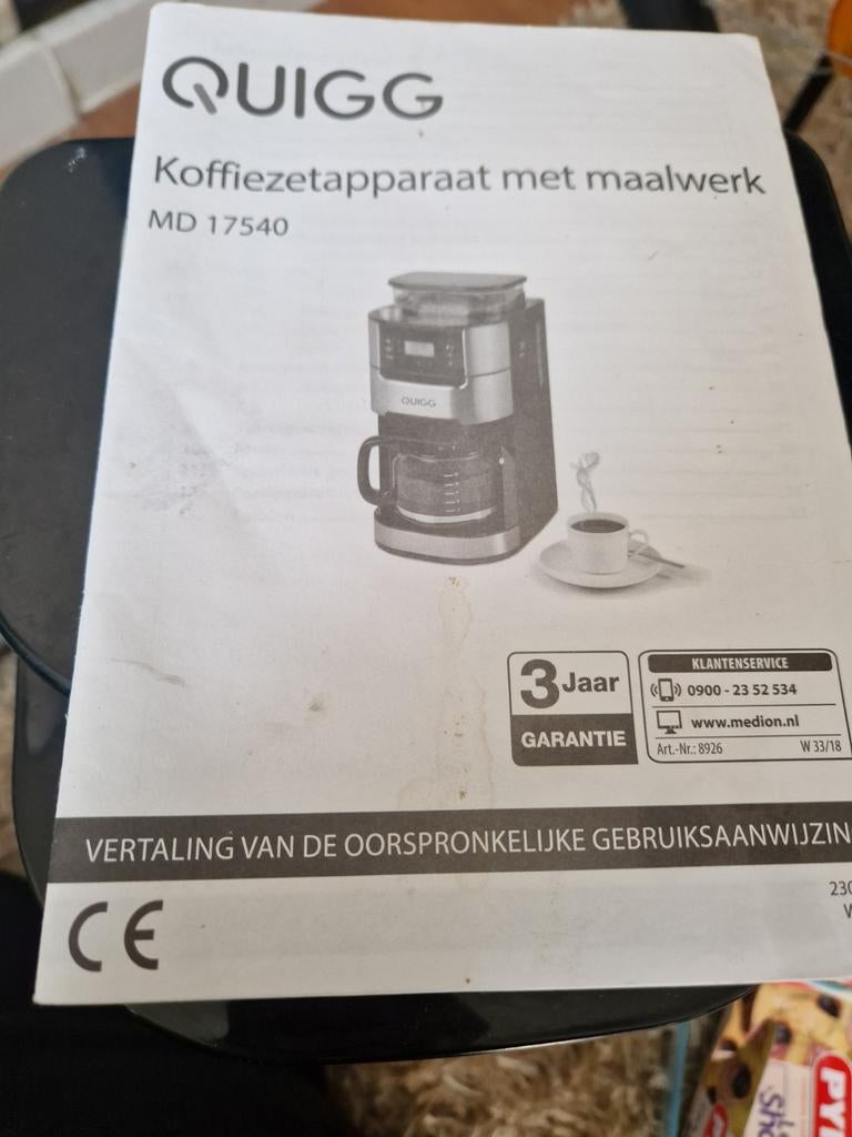 Quigg koffiezetapparaat, Ophalen of Verzenden, Koffiemachine