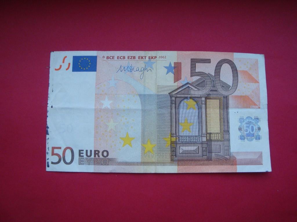 Kavel bankbiljet Nederland 50 Euro MISDRUK Draghi 2002., Verzenden, Overige landen, 50 euro, Los biljet