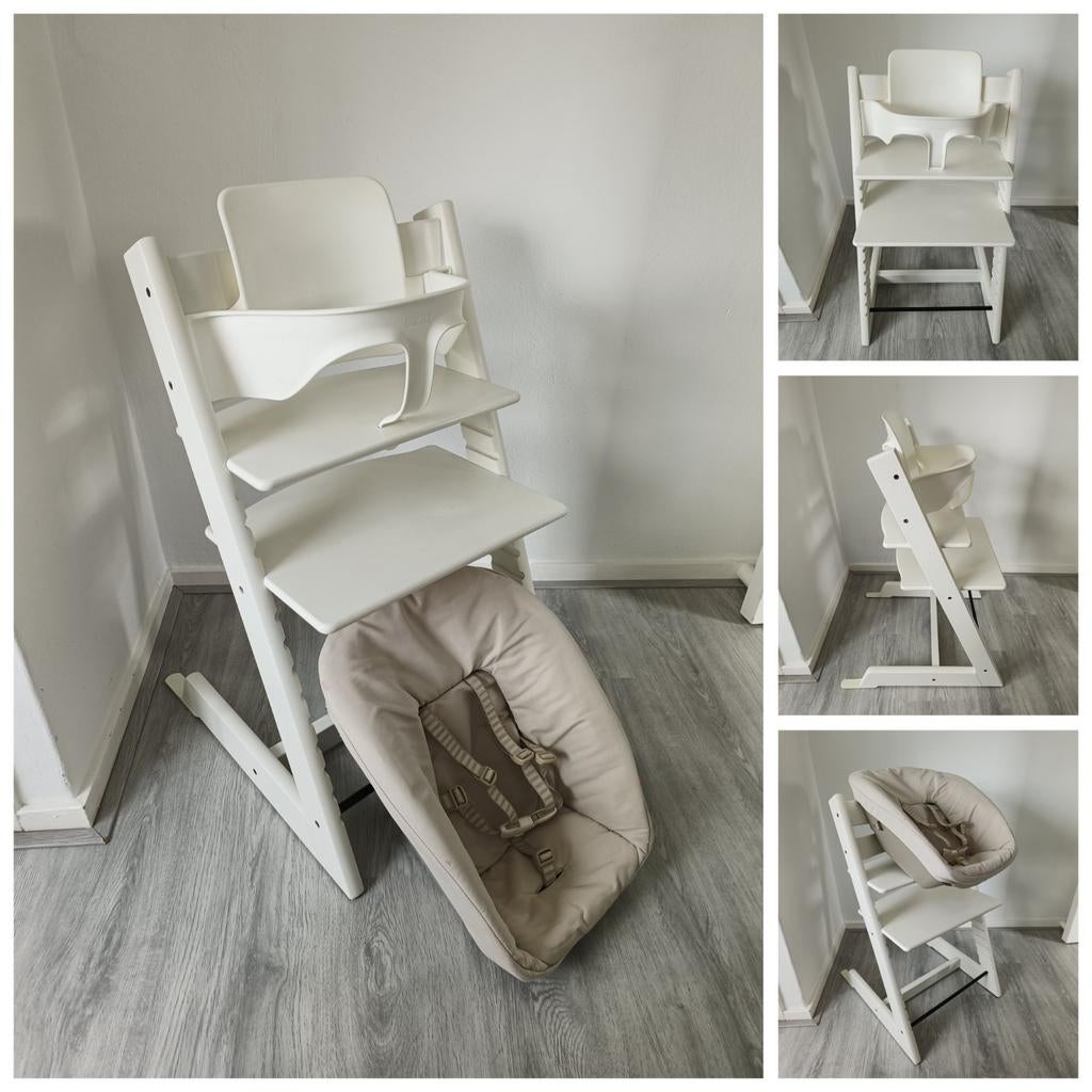 Stokke Tripp Trapp wit met babyset en newbornset, Kinderen en Baby's, Ophalen of Verzenden, Zo goed als nieuw, Stokke Tripp Trapp