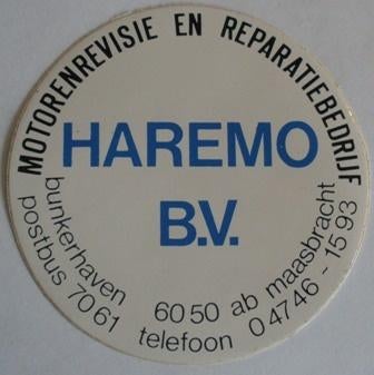 Sticker - HAREMO B.V. - Maasbracht, Ophalen of Verzenden, Zo goed als nieuw, Bedrijf of Vereniging