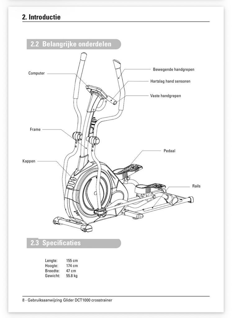 Crosstrainer fitness glider DCT1000, Ophalen, Gebruikt, Benen, Overige typen