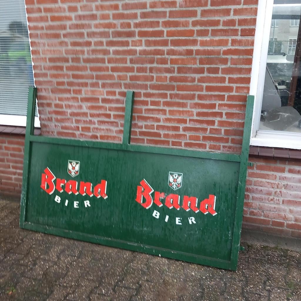 Afscheiding Brand Bier 190 cm breed hek hekwerk, Verzamelen, Biermerken, Ophalen, Gebruikt, Reclamebord, Plaat of Schild, Brand